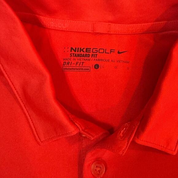 Nike Golf Red Standard Fit Polo Shirt Large Dri Fit Performance Embroidered Logo - Picture 3 of 9